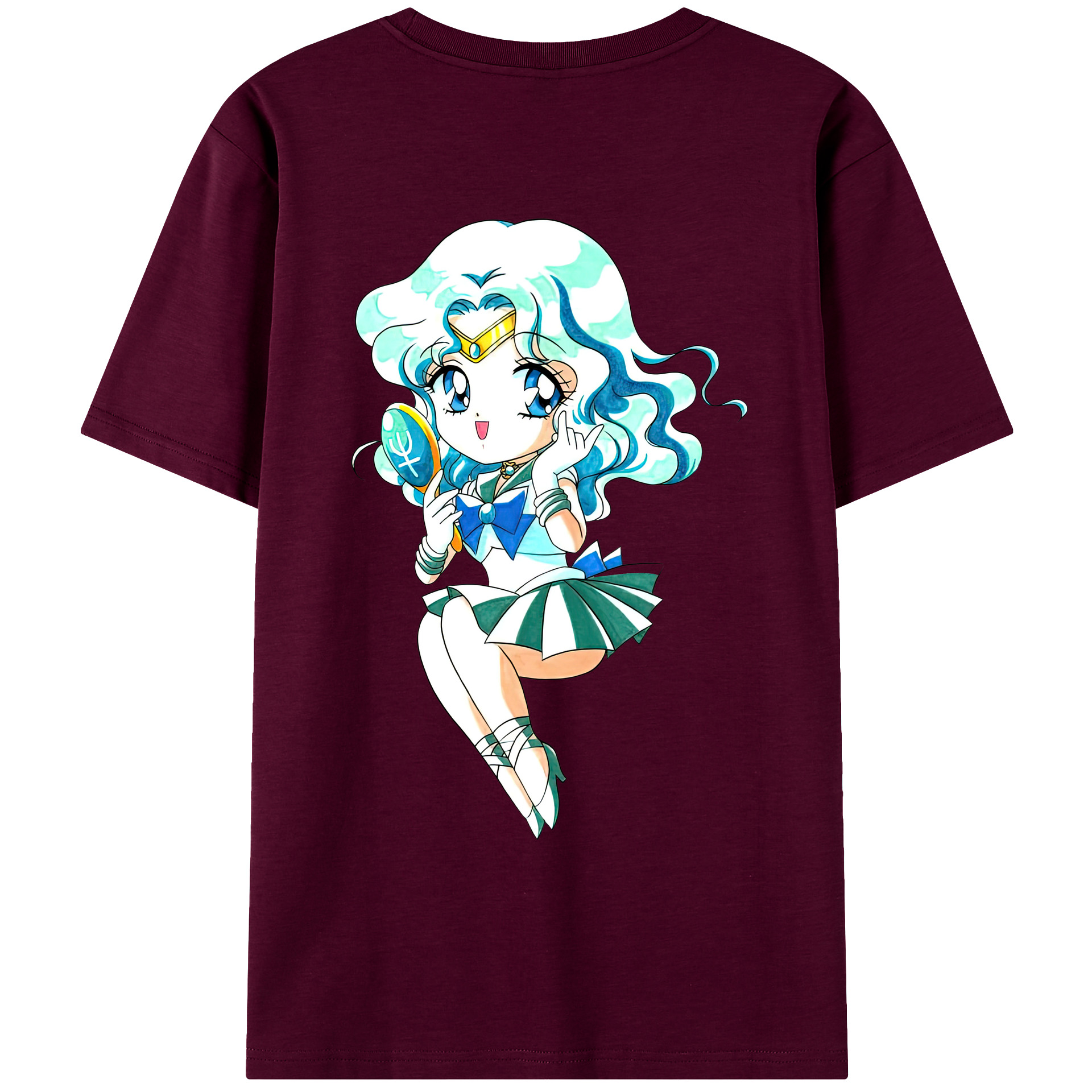 （画像用） 美少女戦士セーラームーン 海王 みちる（かいおう みちる） Sailor Moon Kaiou Michiru レディース半袖Tシャツ(バックプリント)